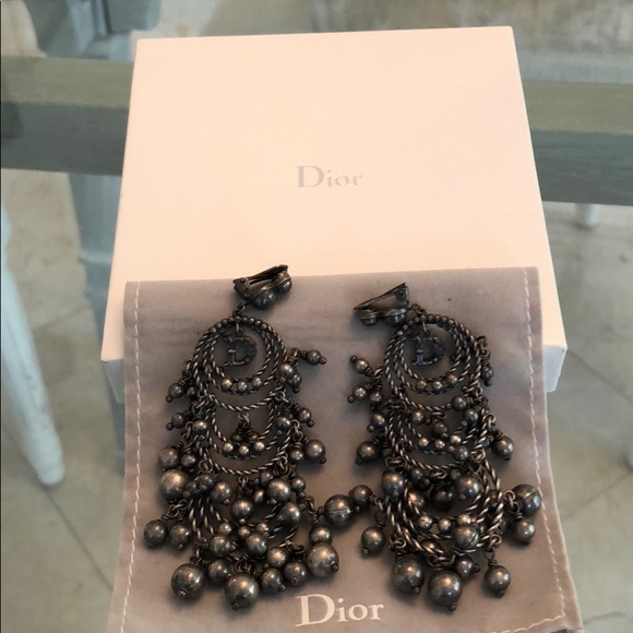 Authentic DIOR chandelier ear rings -gunmetal - Picture 5 of 8